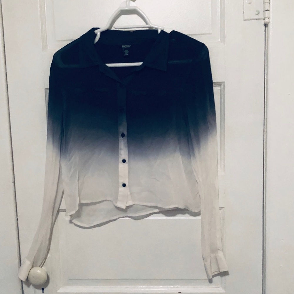 Buffalo cropped sheet button down ombré top M L